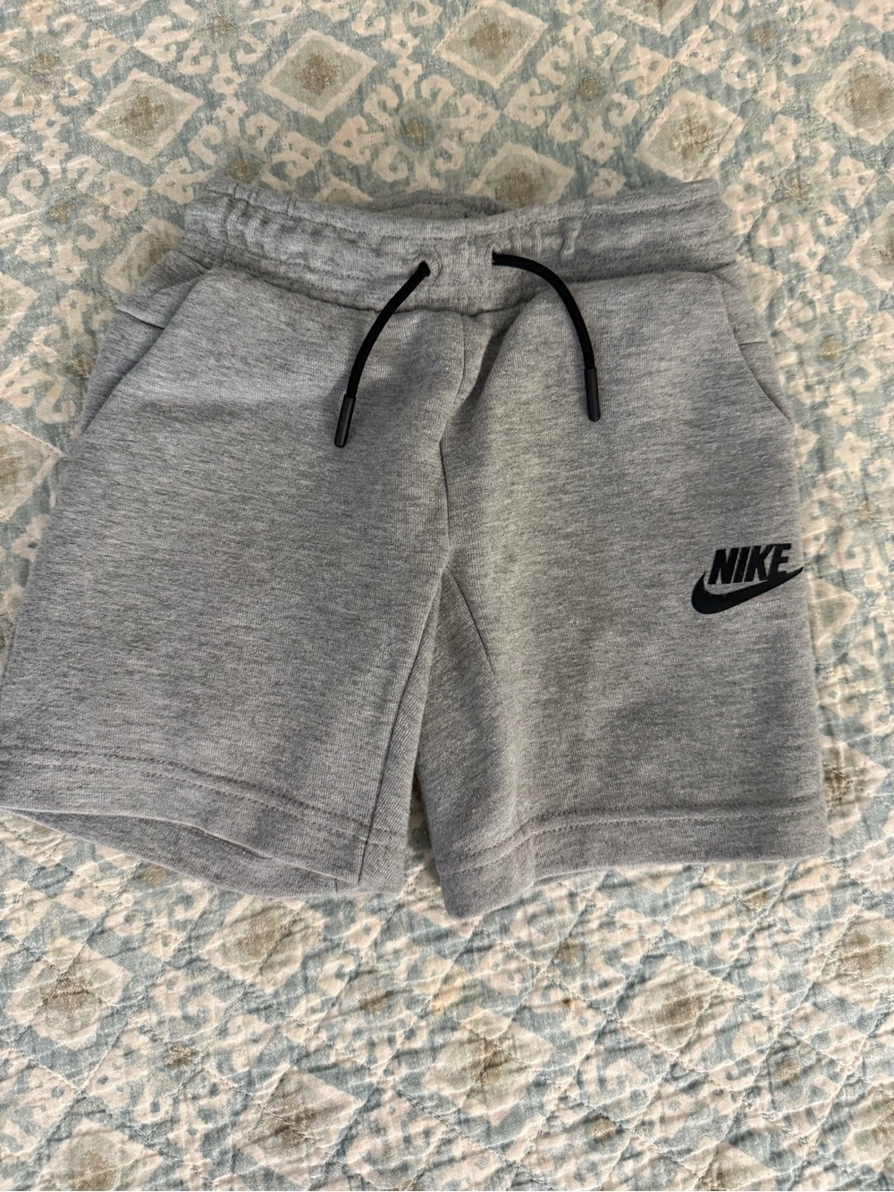 Nike Grey Kids' Fleece Drawstring Shorts with Swoosh